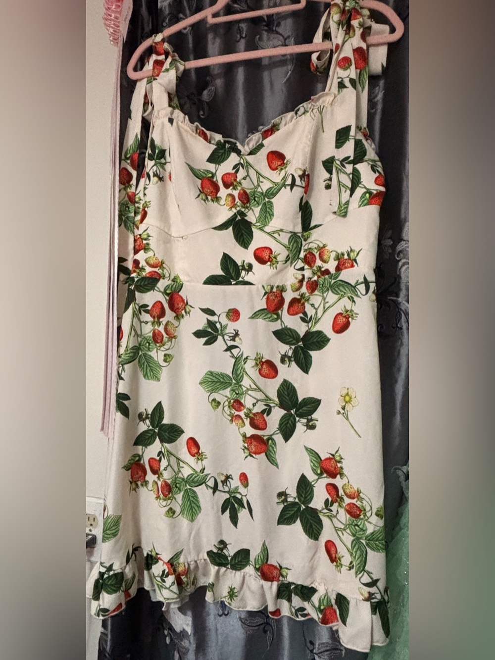 Cider Cream Strawberry Print Mini Dress